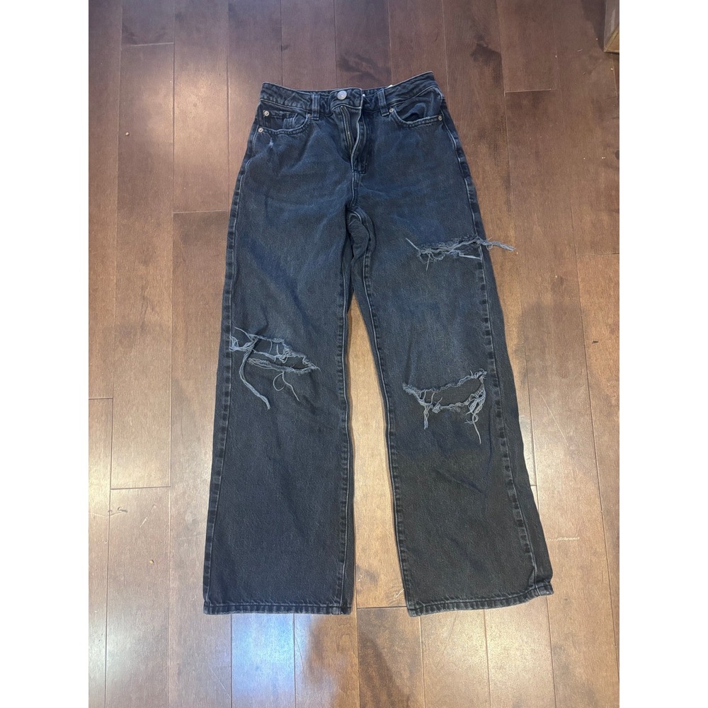 Wild Fable Womens High-Rise Distressed Wide Leg Jeans Washed Black Size 00
